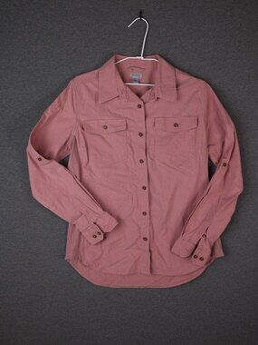 Carhartt Girls M 8/10 Salmon Pink Long Sleeve Button Up Shirt Workwear Western